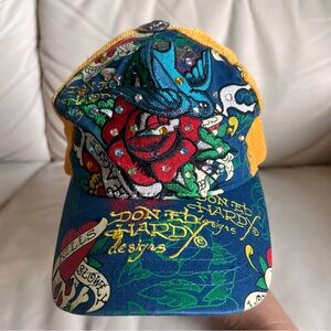 Ed Hardy by Chiistian Audigier Rhinestone Embroidered Cap Limited Edition